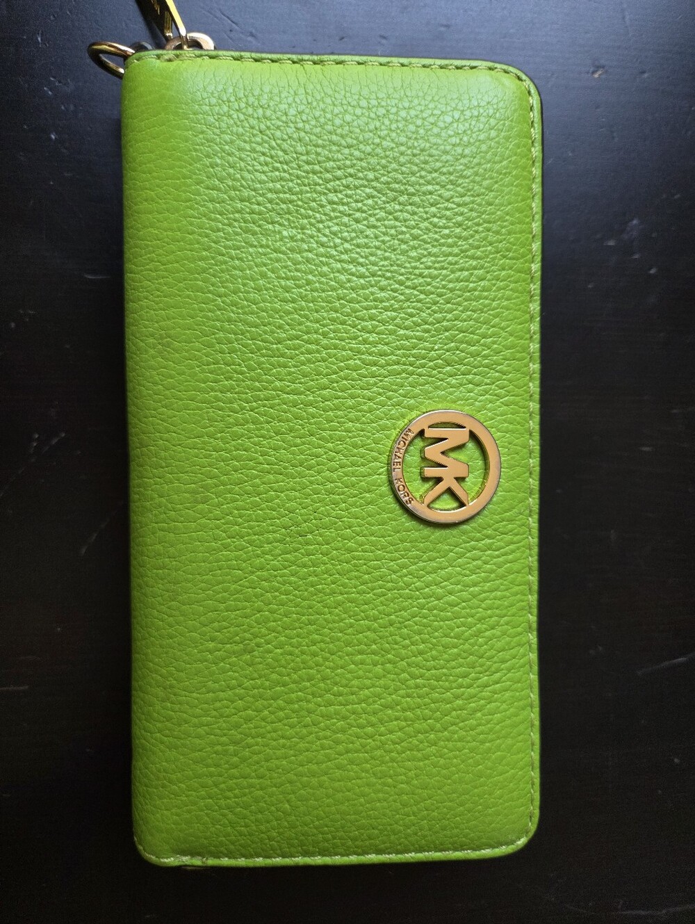 Michael Kors Pebbled Leather Wallet Bright Green